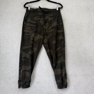 Albion Jogger Pants Womens XS Petite Green Camo Zip Ankle Athletic Pockets